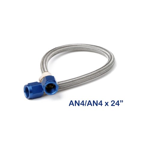NOS Stainless Steel Braided Hoses 15230NOS Hose, Steel, -4 AN Female End, Blue, -4 AN Female End, Blue, 24 in. Length, Each thumbnail 1