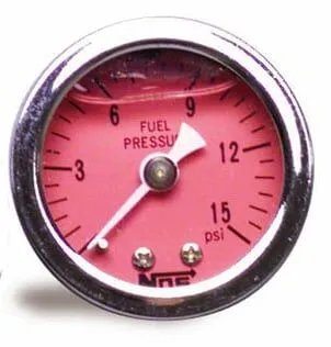 NOS Fuel Pressure Gauges 15905NOS Gauge, Pressure, 0-15 psi, 1 1/2 in., Analog, Mechanical, Red Face, Each thumbnail 2