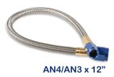 NOS Stainless Steel Braided Hoses 15340NOS Hose, Steel, -4 AN Female End, Blue, -3 AN Female End, Blue, 12 in. Length, Each thumbnail 4
