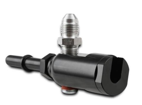 NOS Late Model Billet Fuel Line Adapters 17003NOS Adapter, Aluminum, Black Anodized, Rail, 5/16 in. Tube, 1/8 in. Ports, Each thumbnail 2