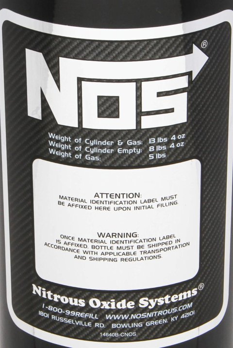 NOS 5 lbs. Nitrous Bottle 14730BNOS Oxide Bottles, Aluminum, Black, Capacity, Shipped Empty, Each thumbnail 3