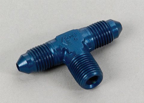 NOS Tee Adapter Fittings 17250NOS Fitting, Flare to Pipe Tee, -3 AN, -3 AN, 1/8 in. NPT Male, Aluminum, Blue, Each thumbnail 2