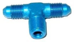NOS Tee Adapter Fittings 17250NOS Fitting, Flare to Pipe Tee, -3 AN, -3 AN, 1/8 in. NPT Male, Aluminum, Blue, Each thumbnail 3