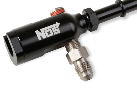 NOS Late Model Billet Fuel Line Adapters 17002NOS Adapter, Aluminum, Black Anodized, Rail, 3/8 in. Tube, 1/8 in. Ports, Each thumbnail 3