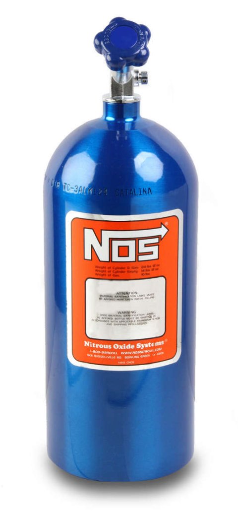NOS 10 lbs. Nitrous Bottle 14745NOS Bottle, lbs., Aluminum, Blue, Super Hi-Flow Valve, Each thumbnail 2