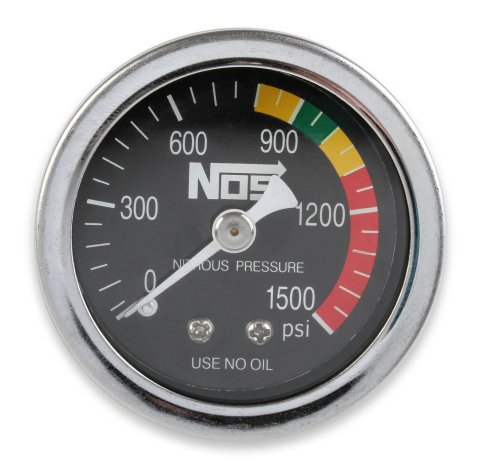 NOS Nitrous Pressure Gauges 15925NOS Gauge, Pressure, 0-1,500 psi, 1 1/2 in., Analog, Mechanical, Black Face, Each thumbnail 4