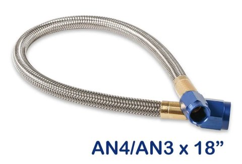 NOS Stainless Steel Braided Hoses 15345NOS Hose, Steel, -4 AN Female End, Blue, -3 AN Female End, Blue, 18 in. Length, Each thumbnail 3