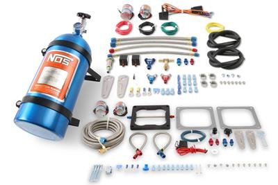 NOS Dual-Stage Big Shot Nitrous Oxide Systems 02402NOS System, Dual Stage Shot, Wet, 175-300 hp, 10 lb. Bottle, Blue, Dominator 4500, 4-Barrel, Kit
