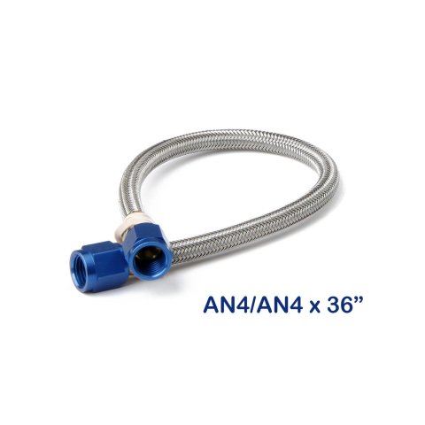 NOS Stainless Steel Braided Hoses 15240NOS Hose, Steel, -4 AN Female End, Blue, -4 AN Female End, Blue, 36 in. Length, Each thumbnail 1