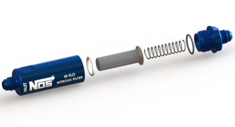 NOS Nitrous and Fuel Filters 15557NOS Filter, In-Line, -6 AN to -6 AN, 140 Micron, Billet Aluminum, Blue Anodized, Each thumbnail 5