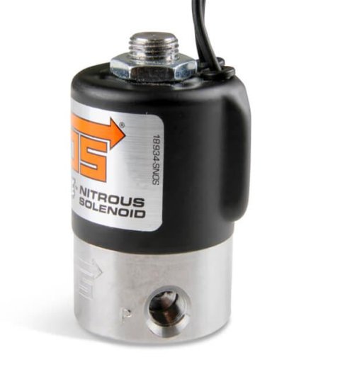 NOS Pro Race Nitrous Solenoids 18048RBNOS Oxide Solenoid, Race, Bottom Exit, 450 hp Flow Limit, 11.5 amps, Each thumbnail 1