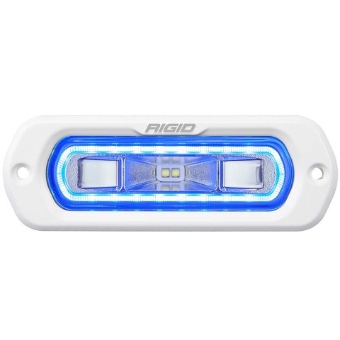 Rigid Industries Light Bars, Pods and Fog Lights 51201 Off-Road Light, SR-L Series Marine Spreader Pod 2 Wire Flush Mount White With Blue Halo