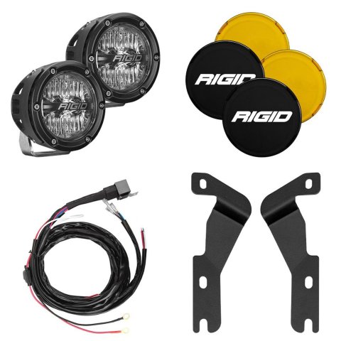 Rigid Industries A-Pillar Mount with 360-Series Amber Backlight Drive Beam Pattern Lights 46708 Lighting Kits,360-Series, Toyota, Light Kit, Includes 4 in. LED Lights, Kit
