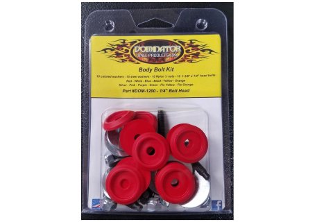 Dominator Body Bolts DOM-1200-B-RD Bolt Hardware Kit, Steel, Natural, 1/4 in. -20, Hex Head, Red Washer, Set of 10 thumbnail 2