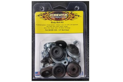 Dominator Body Bolts DOM-1200-B-BK Bolt Hardware Kit, Steel, Natural, 1/4 in. -20, Hex Head, Black Washer, Set of 10 thumbnail 2