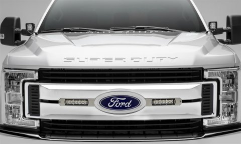 ZROADZ - Grilles and Grille Inserts for 2017-2019 F-250 SUPER DUTY, F-350 DUTY Z415573-KIT 2017-2017 FORD /350 OEM LED Light Bar Mounts (Brushed) Includes Two 6" Zroadz Slim Single Row LED Light Bars wire harness- thumbnail 1