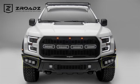 ZROADZ Bumper Accessories Z325652-KIT 2017 Ford F150 Raptor Front Fog Lamp Mount KIT With Protective LED Light Shroud- Includes (6) 3" LED Cube Lights, Universal Wire thumbnail 4