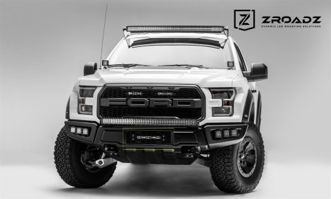 ZROADZ - Grilles and Grille Inserts for 2017-2020 F-150 Z415661-KIT 2017 Ford Raptor OEM Lower LED Light Bar Mounts (Black) Includes (1) 10" Slim Single Row LED Light Bar Wire Harness- Install thumbnail 2