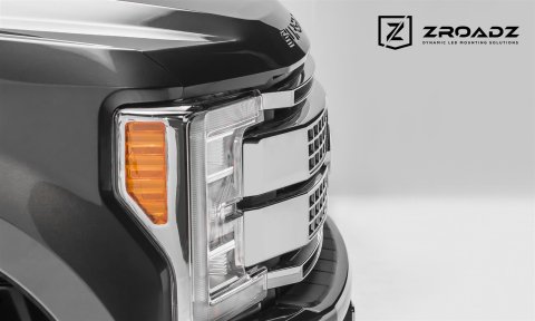 ZROADZ - Grilles and Grille Inserts for 2017-2019 F-250 SUPER DUTY, F-350 DUTY Z415371-KIT 2017-2017 FORD Super Duty F-250/350, Platinum OEM (Mounts to top section of grille) Led light bar mount kit mild steel-includes two thumbnail 3
