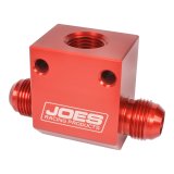 JOES Racing Products Temperature Gauge Manifolds 42141 Manifold, Gauge, Aluminum, Red, 1/2 in. NPT Port, -12 AN Male Inlet/Outlet, Each thumbnail 2