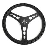 JOES Racing Products Aluminum Steering Wheels 13534-B Wheel, Aluminum, Black Anodized, 3-Spoke, 1.0 in. Dish, 14 in. Diameter, Dual 3-Bolt Mount, Each thumbnail 1
