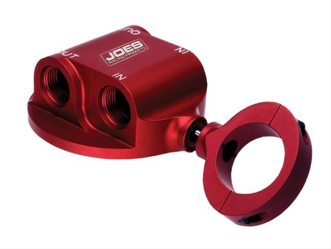 JOES Racing Products Remote Oil Filter Mounts 42514 Mount, Remote, Single, Billet Aluminum, Red, 1/2 in. NPT Female Threads Inlet and Outlet, Each