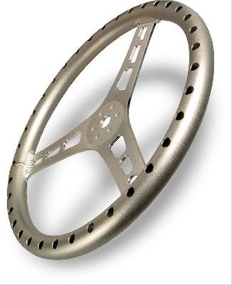 JOES Racing Products Aluminum Steering Wheels 13514-A Wheel, Aluminum, Natural, 3-Spoke, 2.5 in. Dish, 14 in. Diameter, Dual 3-Bolt Mount, Each