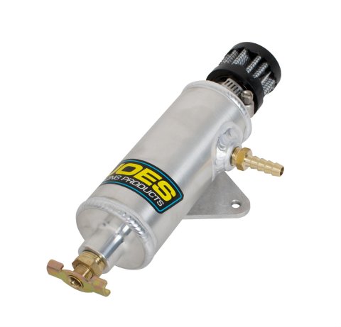 JOES Racing Products Vent Tanks 12318 Tank, Kart/Jr. Dragster, Round, Aluminum, Natural, 4.000 in. Length, 1/4 in. Hose Barb Inlet, Each thumbnail 1