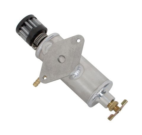 JOES Racing Products Vent Tanks 12318 Tank, Kart/Jr. Dragster, Round, Aluminum, Natural, 4.000 in. Length, 1/4 in. Hose Barb Inlet, Each thumbnail 2