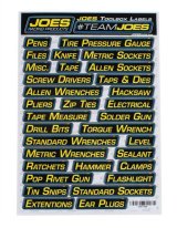 JOES Racing Products Toolbox Labels 17500 Storage Cabinet Drawer Labels, Tools Description Type, Vinyl, Black Label with Yellow Lettering, Set thumbnail 3