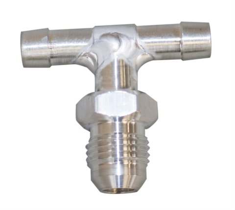 JOES Racing Products Micro Sprint Carburetor Fittings 25847 Fitting, Sprint, Adapter, Union Tee, -6 AN, 5/16 in. Hose Barb, Aluminum, Natural, Each