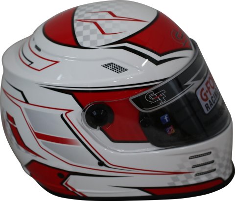 G-FORCE REVO Graphics SA2020 Helmets 13005SMLRD Helmet, Graphics, Full Face, Snell SA2020, White/Red, Clear Polycarbonate Shield, EPS Liner, Vented, Small, Each thumbnail 2