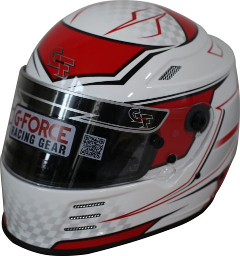 G-FORCE REVO Graphics SA2020 Helmets 13005SMLRD Helmet, Graphics, Full Face, Snell SA2020, White/Red, Clear Polycarbonate Shield, EPS Liner, Vented, Small, Each thumbnail 4