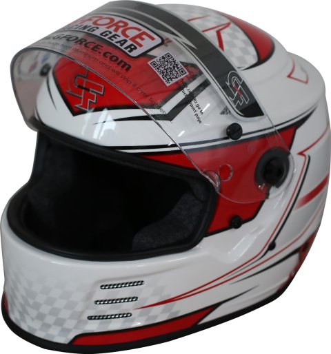 G-FORCE REVO Graphics SA2020 Helmets 13005SMLRD Helmet, Graphics, Full Face, Snell SA2020, White/Red, Clear Polycarbonate Shield, EPS Liner, Vented, Small, Each thumbnail 5