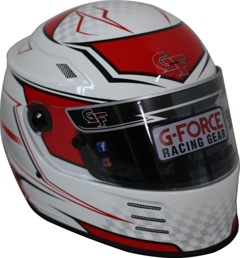G-FORCE REVO Graphics SA2020 Helmets 13005SMLRD Helmet, Graphics, Full Face, Snell SA2020, White/Red, Clear Polycarbonate Shield, EPS Liner, Vented, Small, Each thumbnail 6