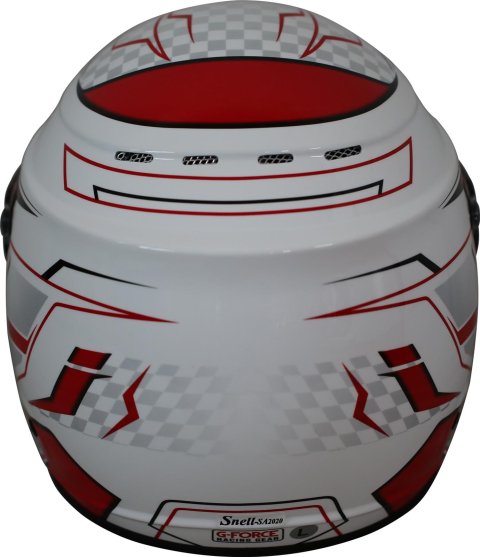 G-FORCE REVO Graphics SA2020 Helmets 13005SMLRD Helmet, Graphics, Full Face, Snell SA2020, White/Red, Clear Polycarbonate Shield, EPS Liner, Vented, Small, Each thumbnail 8