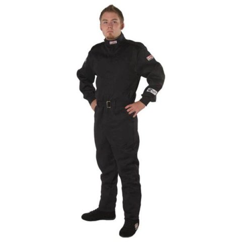G-FORCE GF125 Driving Suits 4125XXLBK Suit, GF125, One-Piece, Single Layer, Pyrovatex, 2X-Large, Black Top, Black Bottom, Each thumbnail 2