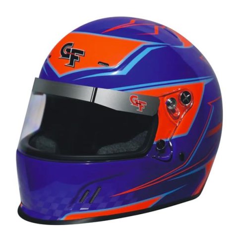 G-FORCE CMR Graphics Helmets 13402LRGBU Helmet, Graphics, Full Face, CRM 2016, Blue/Orange, Clear Polycarbonate Shield, EPS Liner, Vented, Youth Large, Each