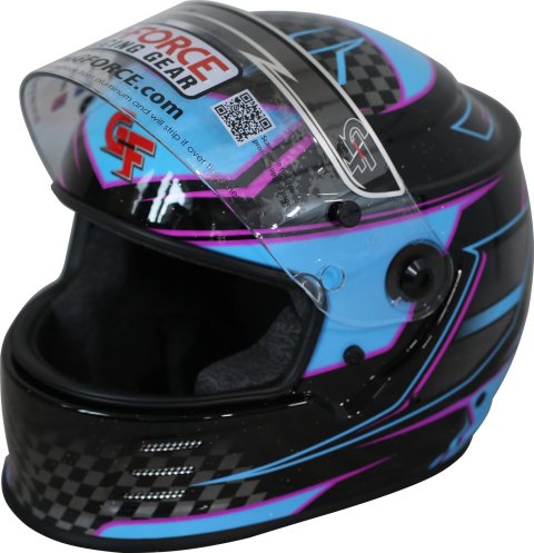 G-FORCE REVO Graphics SA2020 Helmets 13005XLGBU Helmet, Graphics, Full Face, Snell SA2020, Black/Blue, Clear Polycarbonate Shield, EPS Liner, Vented, X-Large, Each thumbnail 4