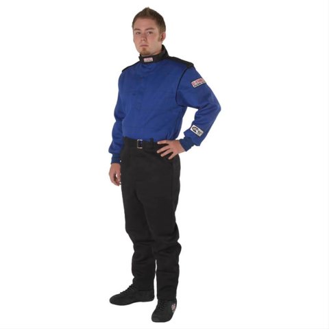 G-FORCE GF525 Driving Suits 4525SMLBU Suit, GF525, One-Piece, Multiple Layer, Pyrovatex, Small, Blue Top, Black Bottom, Each