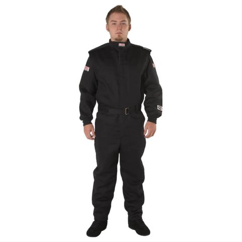 G-FORCE GF525 Driving Suits 4525LRGBK Suit, GF525, One-Piece, Multiple Layer, Pyrovatex, Large, Black Top, Black Bottom, Each