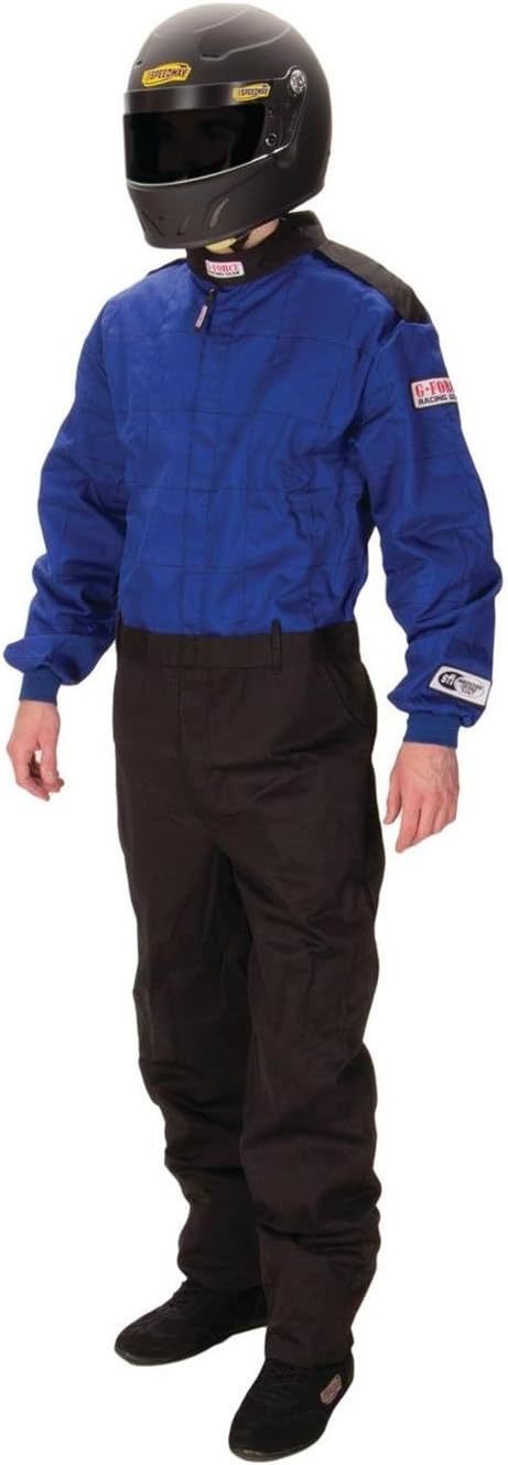 G-FORCE GF125 Driving Suits 4125CMDBU Suit, GF125, One-Piece, Single Layer, Pyrovatex, Youth Medium, Blue Top, Black Bottom, Each thumbnail 5