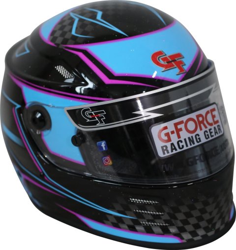 G-FORCE REVO Graphics SA2020 Helmets 13005SMLBU Helmet, Graphics, Full Face, Snell SA2020, Black/Blue, Clear Polycarbonate Shield, EPS Liner, Vented, Small, Each thumbnail 6