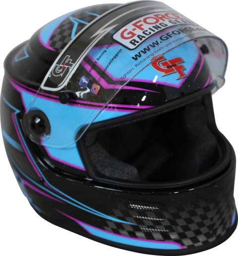 G-FORCE REVO Graphics SA2020 Helmets 13005SMLBU Helmet, Graphics, Full Face, Snell SA2020, Black/Blue, Clear Polycarbonate Shield, EPS Liner, Vented, Small, Each thumbnail 7