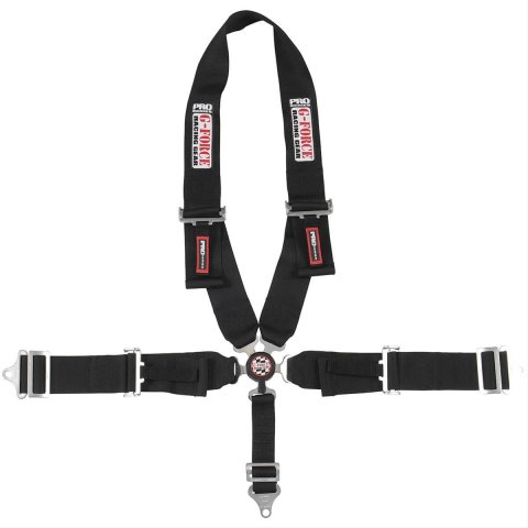 G-FORCE Camlock 4-Point Harness 7543BK Harness, Complete, Camlock, U-type Shoulder, Bolt-In, Wraparound, Floor/Roll Bar Mount, Black, Each