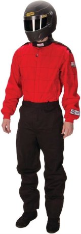 G-FORCE GF125 Driving Suits 4125CLGRD Suit, GF125, One-Piece, Single Layer, Pyrovatex, Youth Large, Red Top, Black Bottom, Each thumbnail 4