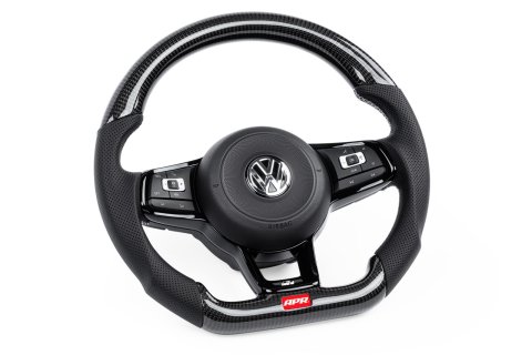 APR Steering Wheels for 2015-2019 GOLF R, 2015-2021 GTI, 2015-2026 JETTA - MS100202 Wheels, Wheel, Carbon Fiber/Leather, Black, Silver Stitching, Paddle Shift, Each thumbnail 5