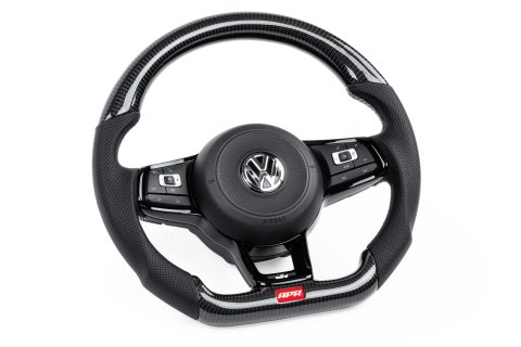 APR Steering Wheels for 2015-2019 GOLF R, 2015-2021 GTI, 2015-2026 JETTA - MS100202 Wheels, Wheel, Carbon Fiber/Leather, Black, Silver Stitching, Paddle Shift, Each thumbnail 7