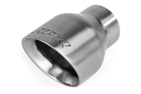 APR Round, Brushed 2.50 Inch Exhaust Tip TPK0002 Tips, Clamp-on, Stainless Steel, Brushed, Slant Cut, in. Inlet, 4.00 in. Outlet, Audi, Porsche, Volkswagen, Pair thumbnail 1