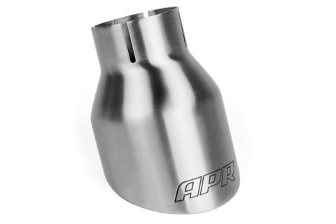 APR Round, Brushed 2.50 Inch Exhaust Tip TPK0002 Tips, Clamp-on, Stainless Steel, Brushed, Slant Cut, in. Inlet, 4.00 in. Outlet, Audi, Porsche, Volkswagen, Pair thumbnail 3